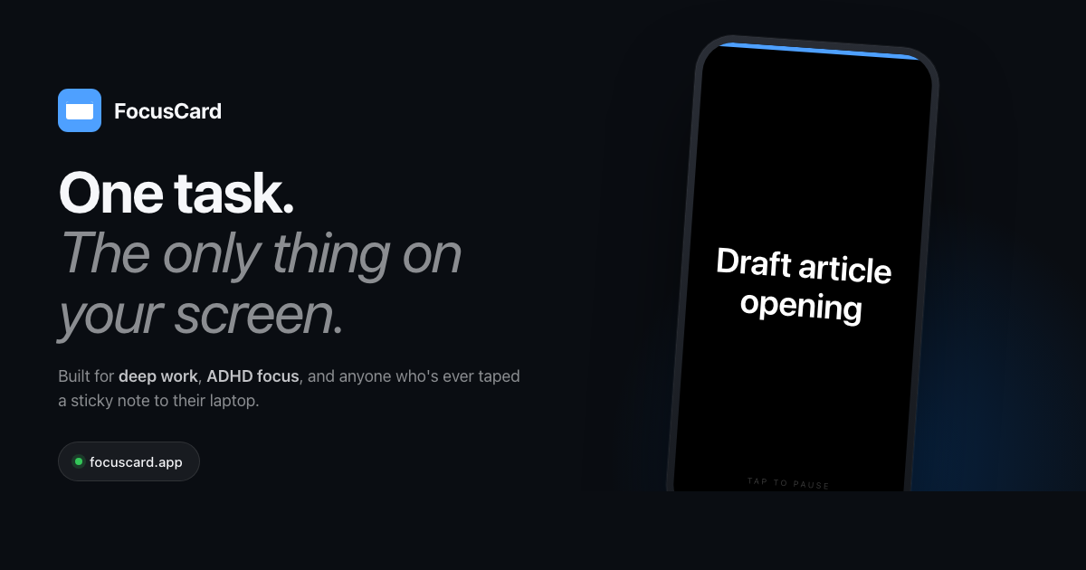 FocusCard — A focus app for iOS